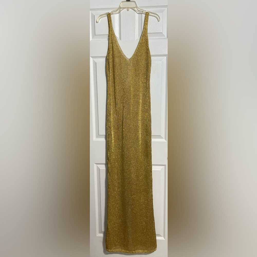 Sale!!! Fashion Nova Glittering Gold Maxi Dress - Picture 5 of 6